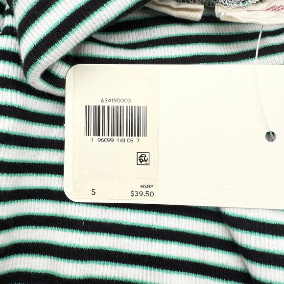 Levi’s Cropped Striped Turtleneck Top – Size Small – Black & White, Green - Picture 4 of 6
